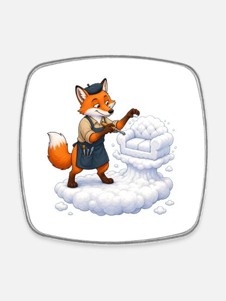 Sculpteur de nuage renard forme un canapé nuage doux - Magnet carré - blanc