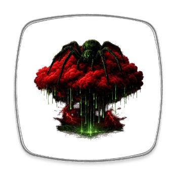 Green spider magic over red cloud - Square fridge magnet - white - Front