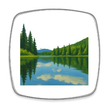 Forest reflections on a peaceful lake - Square fridge magnet - white - Front