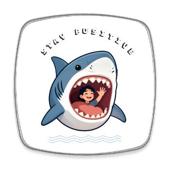 Shark Smile Bleib positiv - Viereckiger Kühlschrankmagnet - Weiß - Vorne