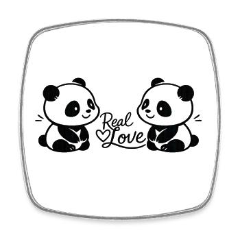 Real Love - Panda Pärchen - Viereckiger Kühlschrankmagnet - Weiß - Vorne
