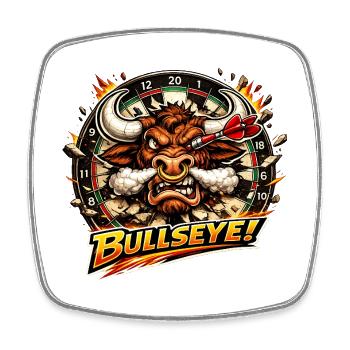 Feuerstier Bullseye Dartscheibe - Viereckiger Kühlschrankmagnet - Weiß - Vorne