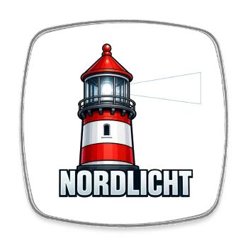 Nordlicht Leuchtturm - Viereckiger Kühlschrankmagnet - Weiß - Vorne