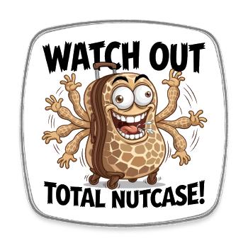 Watch Out Total Nutcase! - Square fridge magnet - white - Front