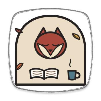 Renard de lecture d’automne - Magnet carré - blanc - Devant