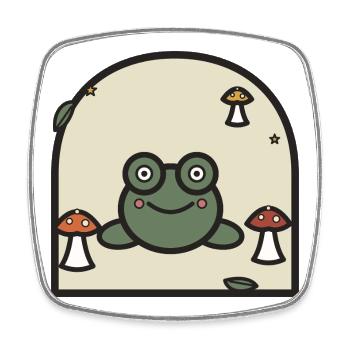 Frosch unter Pilzen Cartoon - Viereckiger Kühlschrankmagnet - Weiß - Vorne