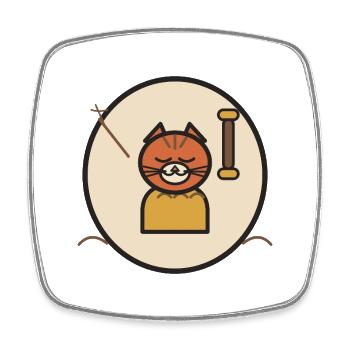 Sleeping Cat Circle Badge - Square fridge magnet - white - Front