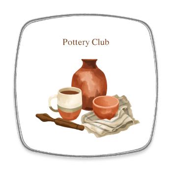 Pottery Club Töpfern Keramik Cozy - Square fridge magnet - white - Front