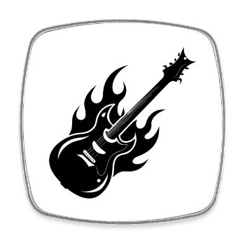 Flammende Gitarre - Viereckiger Kühlschrankmagnet - Weiß - Vorne