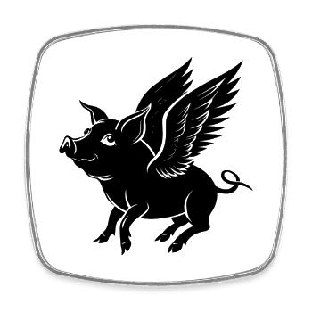 Flying Pig With Wings - Square fridge magnet - white - Front