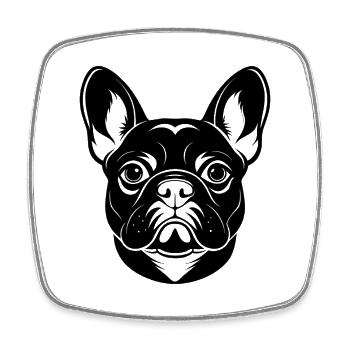 Französischer Bulldogge - Viereckiger Kühlschrankmagnet - Weiß - Vorne