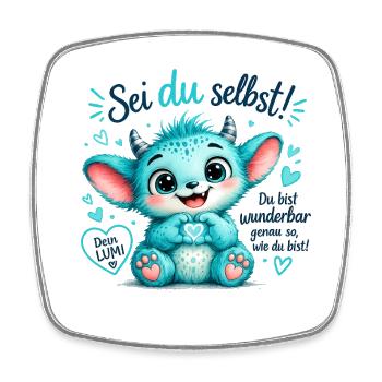 Sei du selbst Lumi Mutmachmonster - Viereckiger Kühlschrankmagnet - Weiß - Vorne