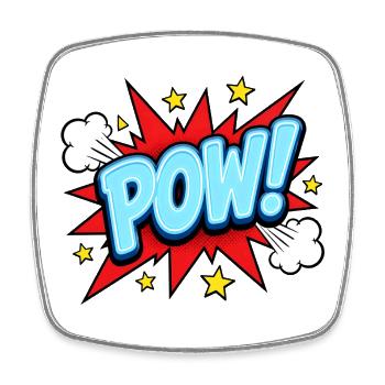 POW! Comic Pop Art Design – Knallig Retro - Viereckiger Kühlschrankmagnet - Weiß - Vorne