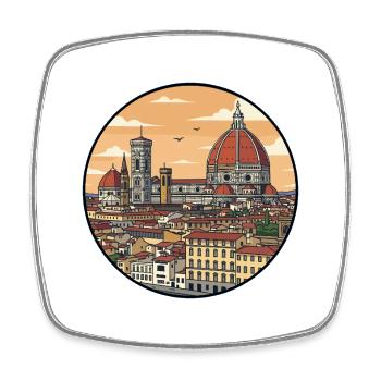 Florenz, Italien Kathedrale Rundaufkleber - Viereckiger Kühlschrankmagnet - Weiß - Vorne