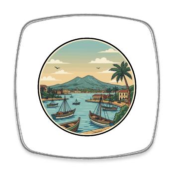 Naples Italy Mount Vesuvius Bay Sticker - Square fridge magnet - white - Front