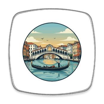 Venedig, Italien Rialto-Brücke-Gondelaufkleber - Viereckiger Kühlschrankmagnet - Weiß - Vorne