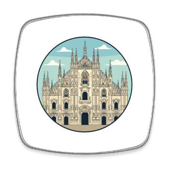 Mailänder Domdom Italien Rundaufkleber - Viereckiger Kühlschrankmagnet - Weiß - Vorne