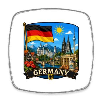 Deutschlands Nationales Denkmal-Denkmal-Aufkleber - Viereckiger Kühlschrankmagnet - Weiß - Vorne