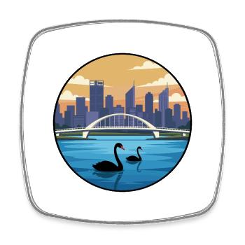 Perth Australien Swan River Skyline-Aufkleber - Viereckiger Kühlschrankmagnet - Weiß - Vorne