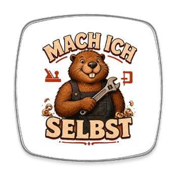 Biberhandwerker Mach Ich Selbst - Viereckiger Kühlschrankmagnet - Weiß - Vorne
