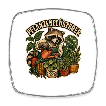 Pflanzenflüsterer Waschbär Gießkunst - Viereckiger Kühlschrankmagnet - Weiß - Vorne
