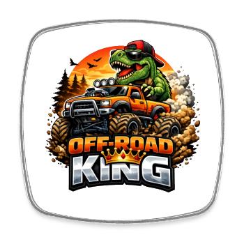 Offroad King Dino - Square fridge magnet - white - Front
