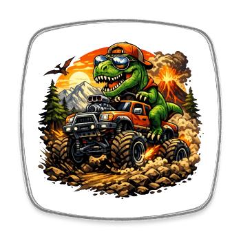 Dino MonsterTruck Abenteuer - Viereckiger Kühlschrankmagnet - Weiß - Vorne