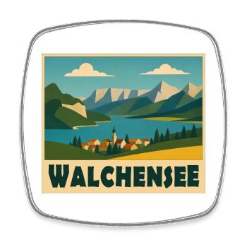 Walchensee Minimal - Square fridge magnet - white - Front