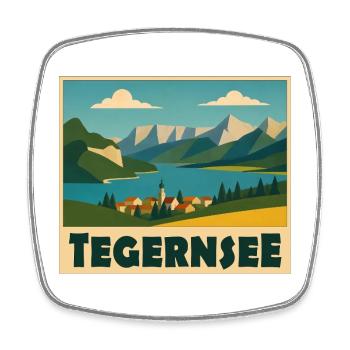 Tegernsee Minimal - Viereckiger Kühlschrankmagnet - Weiß - Vorne