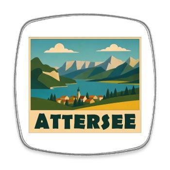 Attersee Minimal - Viereckiger Kühlschrankmagnet - Weiß - Vorne