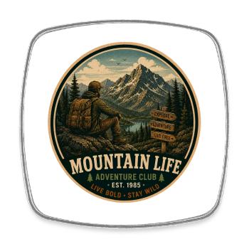 Graphisme d’aventure vintage Mountain Life - Magnet carré - blanc - Devant