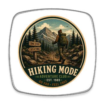 Hiking Mode Vintage Adventure Graphic - Square fridge magnet - white - Front