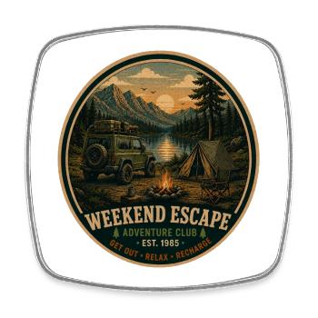 Weekend Escape Vintage-Abenteuer-Grafik - Viereckiger Kühlschrankmagnet - Weiß - Vorne