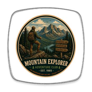 Mountain Explorer Vintage-Abenteuergrafik - Viereckiger Kühlschrankmagnet - Weiß - Vorne