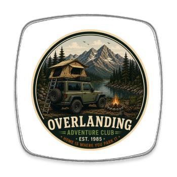 Overlanding Vintage Adventure Graphic - Square fridge magnet - white - Front