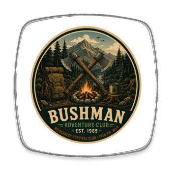 Buschmann Vintage-Abenteuergrafik - Viereckiger Kühlschrankmagnet - Weiß - Vorne
