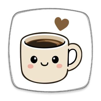 Süße Kawaii-Kaffeetasse mit Herzaufkleber - Viereckiger Kühlschrankmagnet - Weiß - Vorne