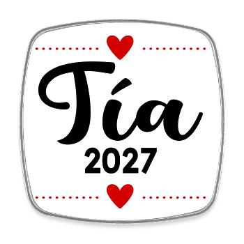 Spanische Tante 2027 - Viereckiger Kühlschrankmagnet - Weiß - Vorne