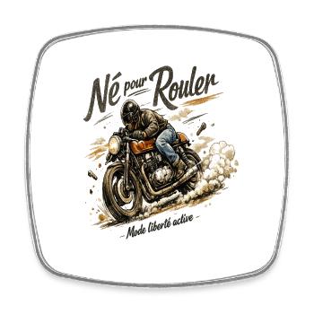 Né pour Rouler Moto Liberté - Magnet carré - blanc - Devant