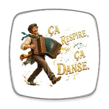 Danse Accordéon Folklorique - Magnet carré - blanc - Devant