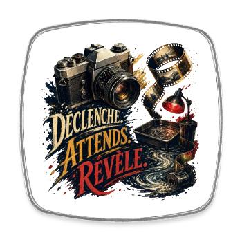 Déclenche Attends Révèle Retro Photo - Magnet carré - blanc - Devant