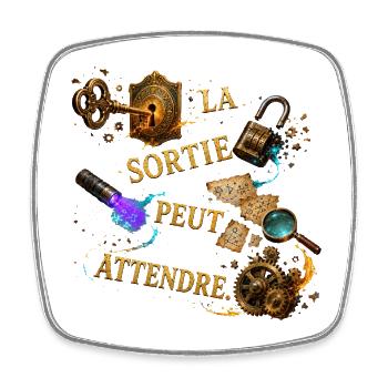 Sortie peut attendre – Steampunk mystique - Magnet carré - blanc - Devant