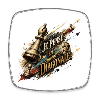 Je Pense En Diagonale - Magnet carré - blanc - Devant