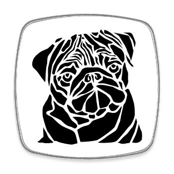 Black Dog - Viereckiger Kühlschrankmagnet - Weiß - Vorne