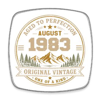 August 1983 Original Geburtstag Vintage Mountain - Viereckiger Kühlschrankmagnet - Weiß - Vorne