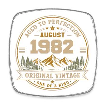 August 1982 Original Birthday Vintage Mountain - Viereckiger Kühlschrankmagnet - Weiß - Vorne