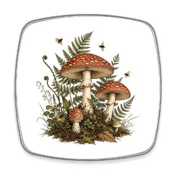 Cottagecore Mushroom Botanical Vintage - Viereckiger Kühlschrankmagnet - Weiß - Vorne