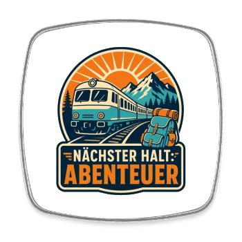 Nächster Halt Abenteuer Zugreise - Viereckiger Kühlschrankmagnet - Weiß - Vorne