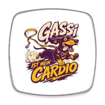 Gassi ist mein Cardio – Dackel - Viereckiger Kühlschrankmagnet - Weiß - Vorne