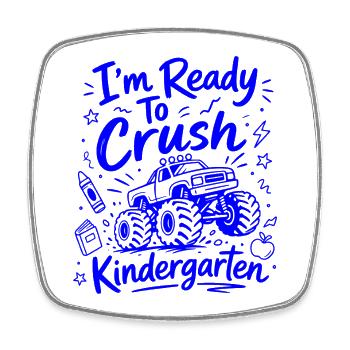 Ich bin bereit Crush Kindergarten – süßer Monstertruck - Viereckiger Kühlschrankmagnet - Weiß - Vorne